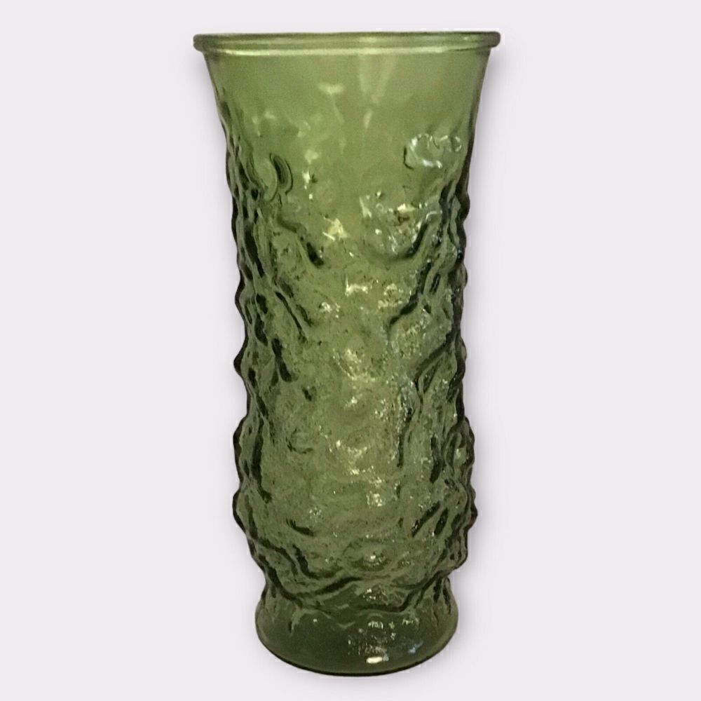 Vintage E.0. Brody CO. AVOCADO GREEN CRINKLE GLASS 8.5" VASE - Picture 5 of 5